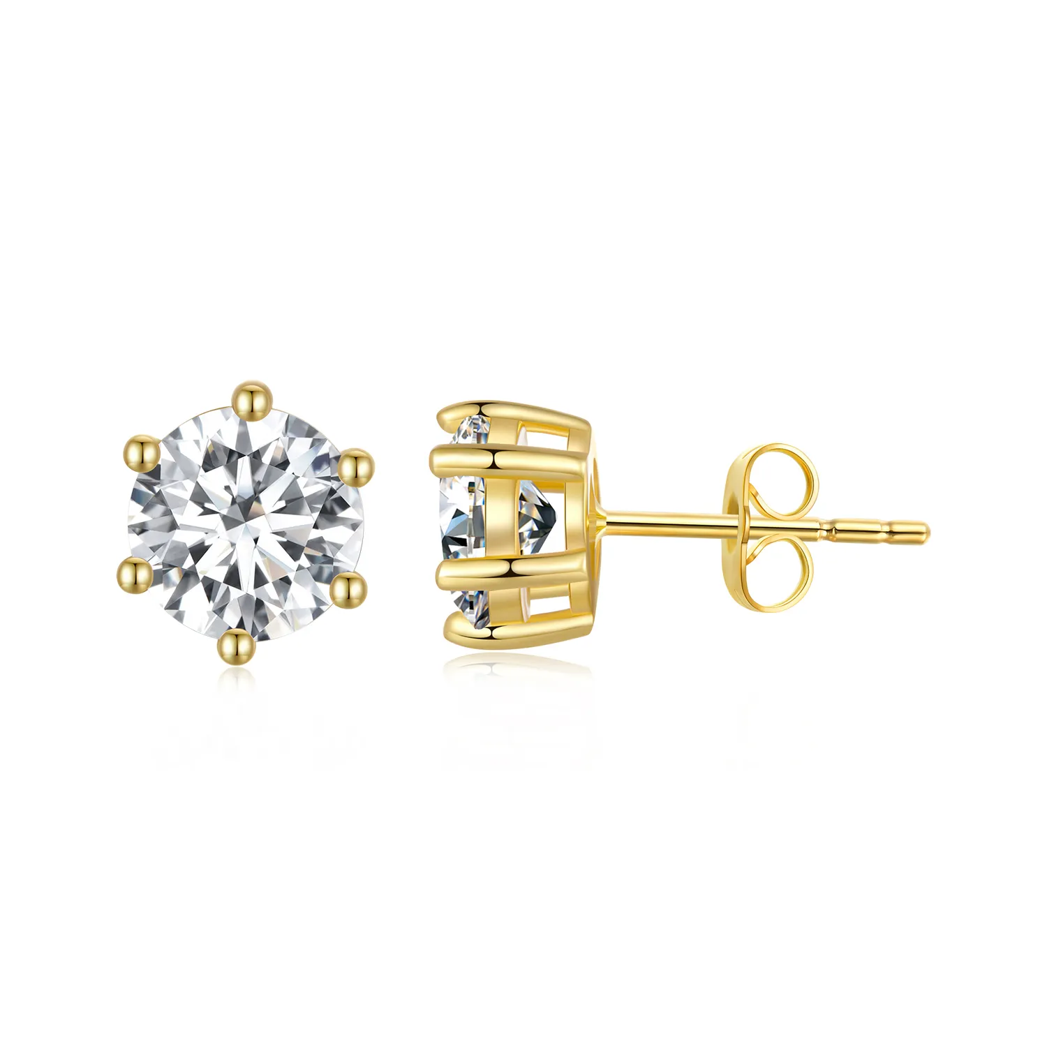 pandora style gold plated shiny zircon stud earrings bse6157b