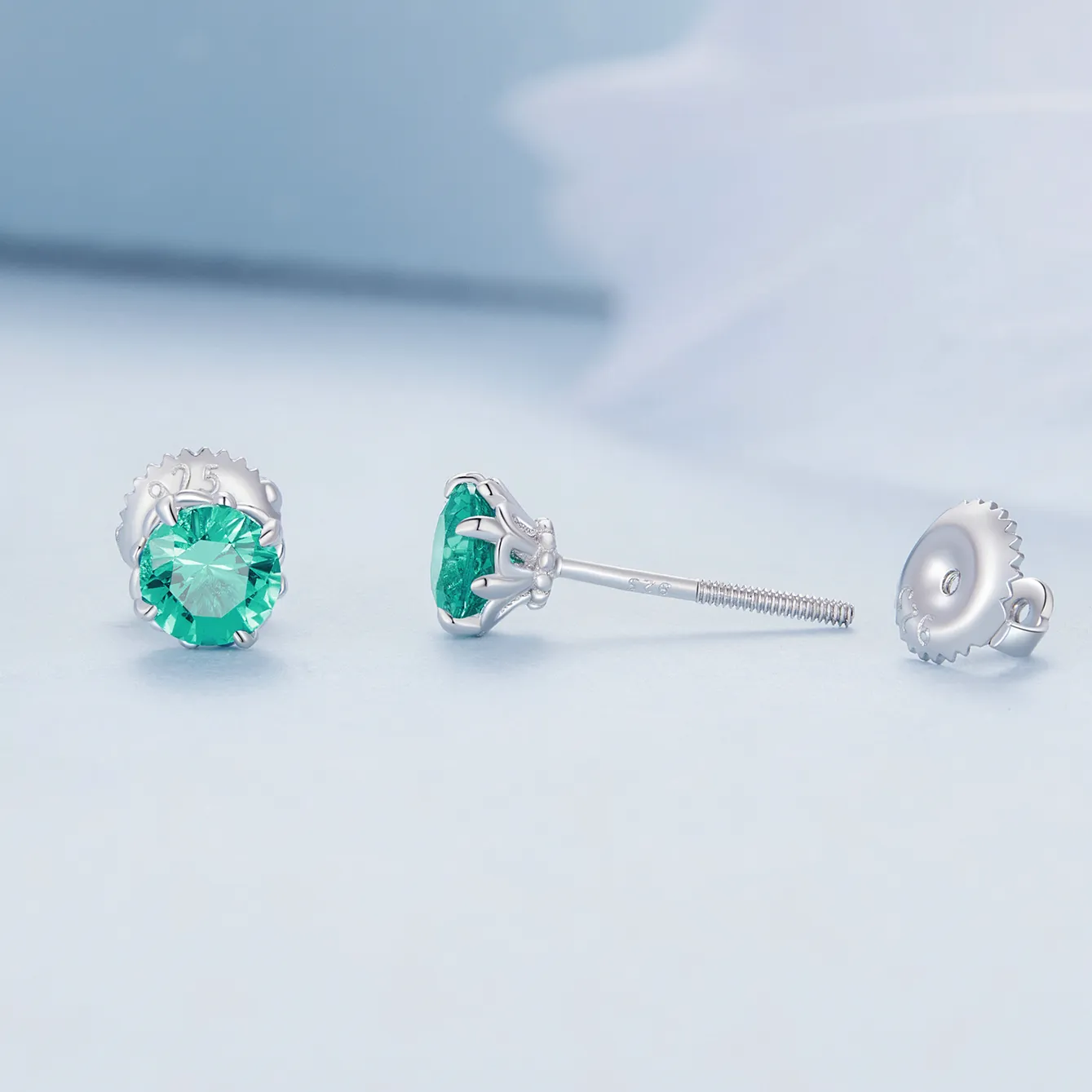 Pandora Style Green Nano Stud Earrings - BSE831-GN