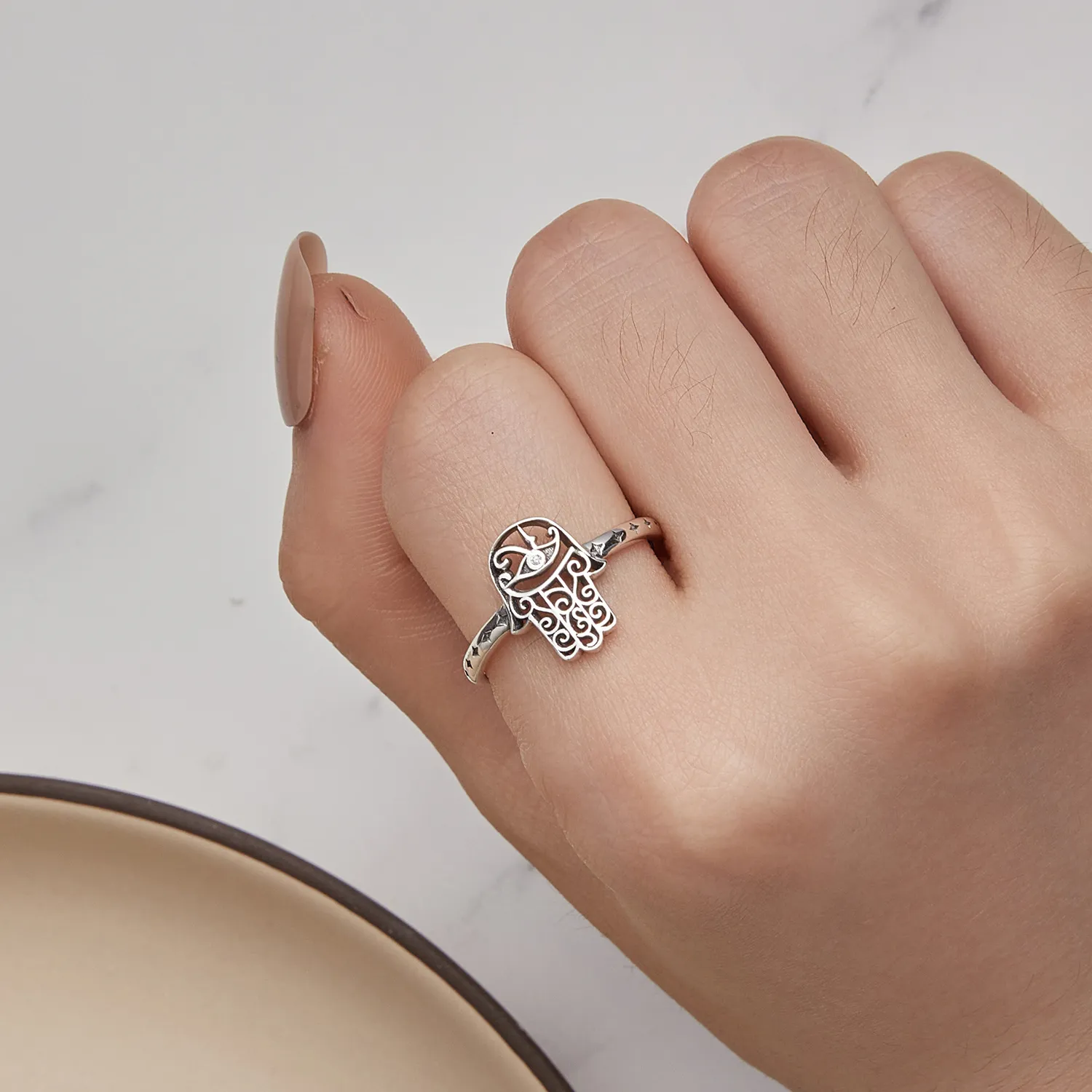 Pandora Style Hand of Fatima Open Ring - SCR938