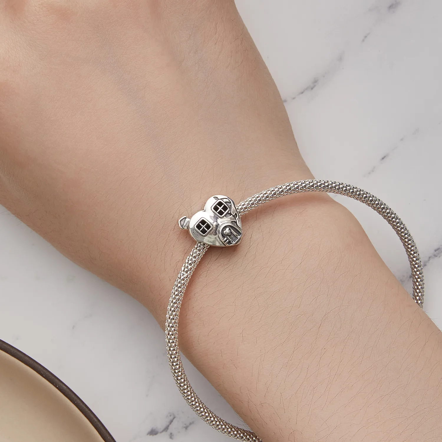 Pandora Style Heart Shaped House Charm - BSC871