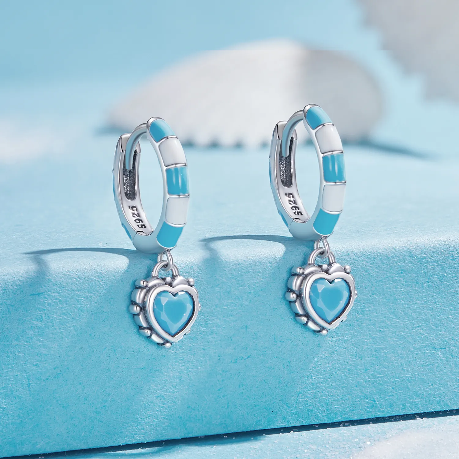 Pandora Style Heart-Shaped Hoops Earrings - SCE1594