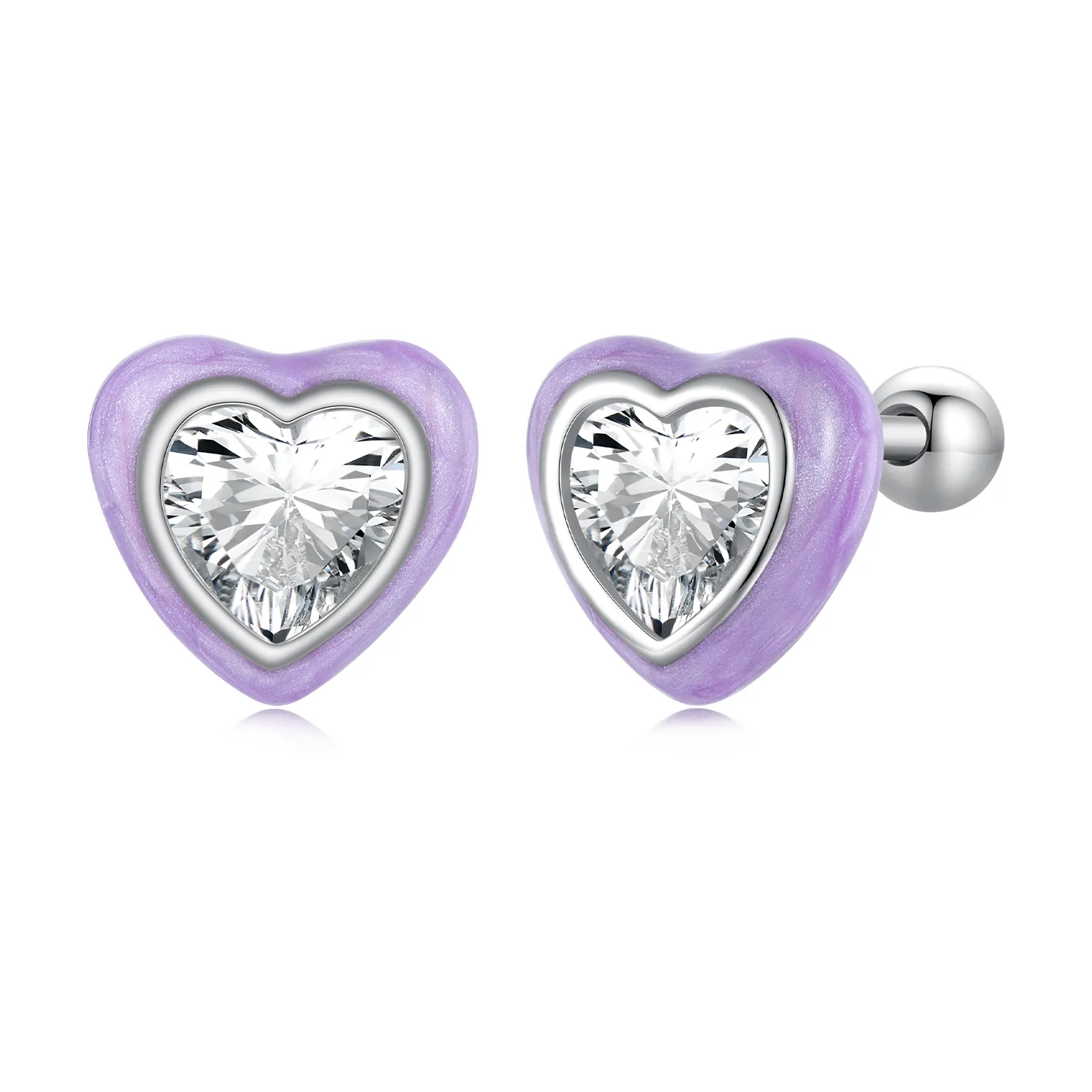 pandora style heartshaped stud earrings sce1595