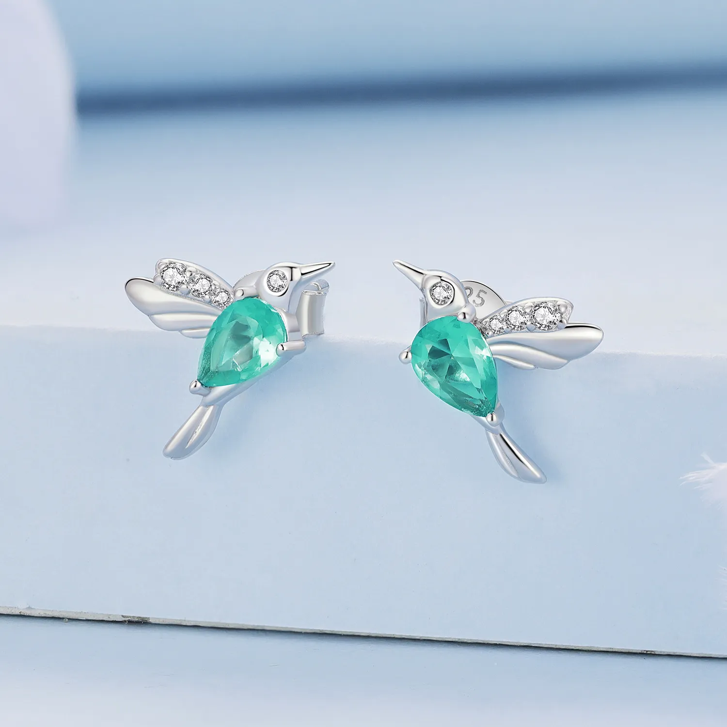 Pandora Style Hummingbird Stud Earrings - BSE849