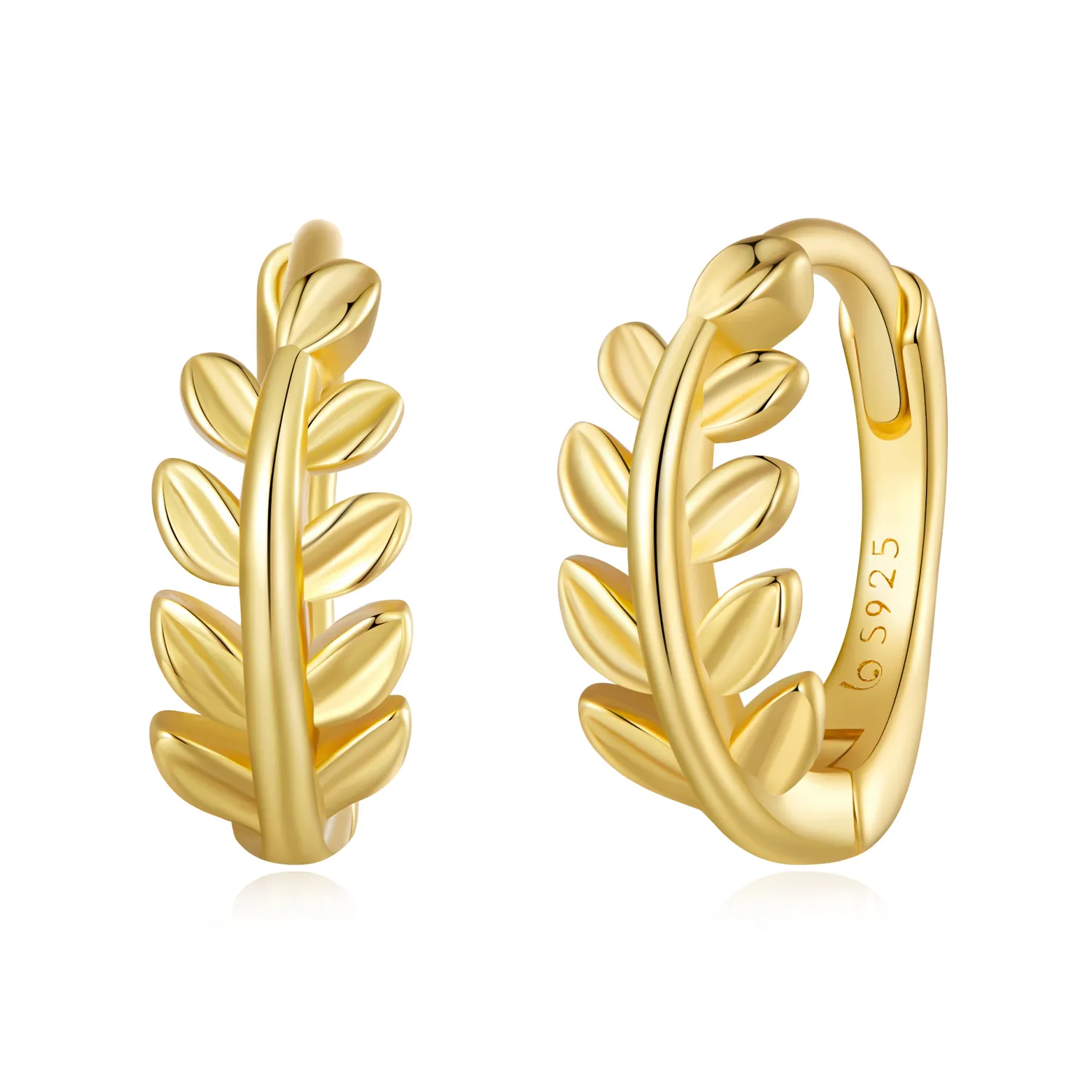 pandora style leaves hoops earrings bse500b