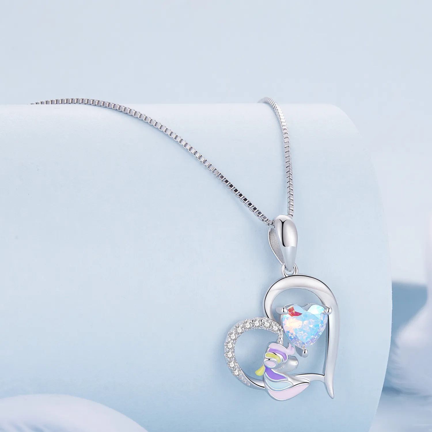 Pandora Style Necklace with Delicate Unicorn Heart - BSN328