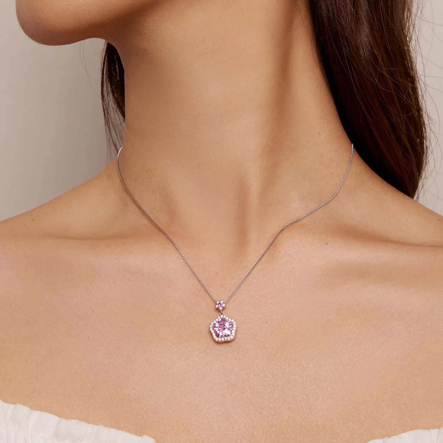 Pandora Style Necklace with Little Flower - BSN329