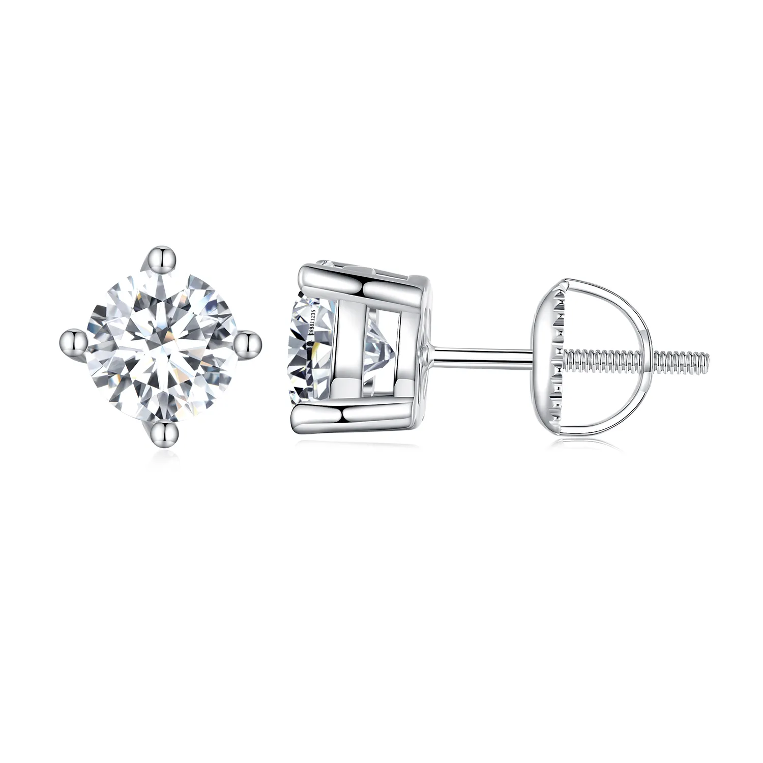 Pandora Style One Carat Four Claw Moissanite Stud Earrings - MSE003-L