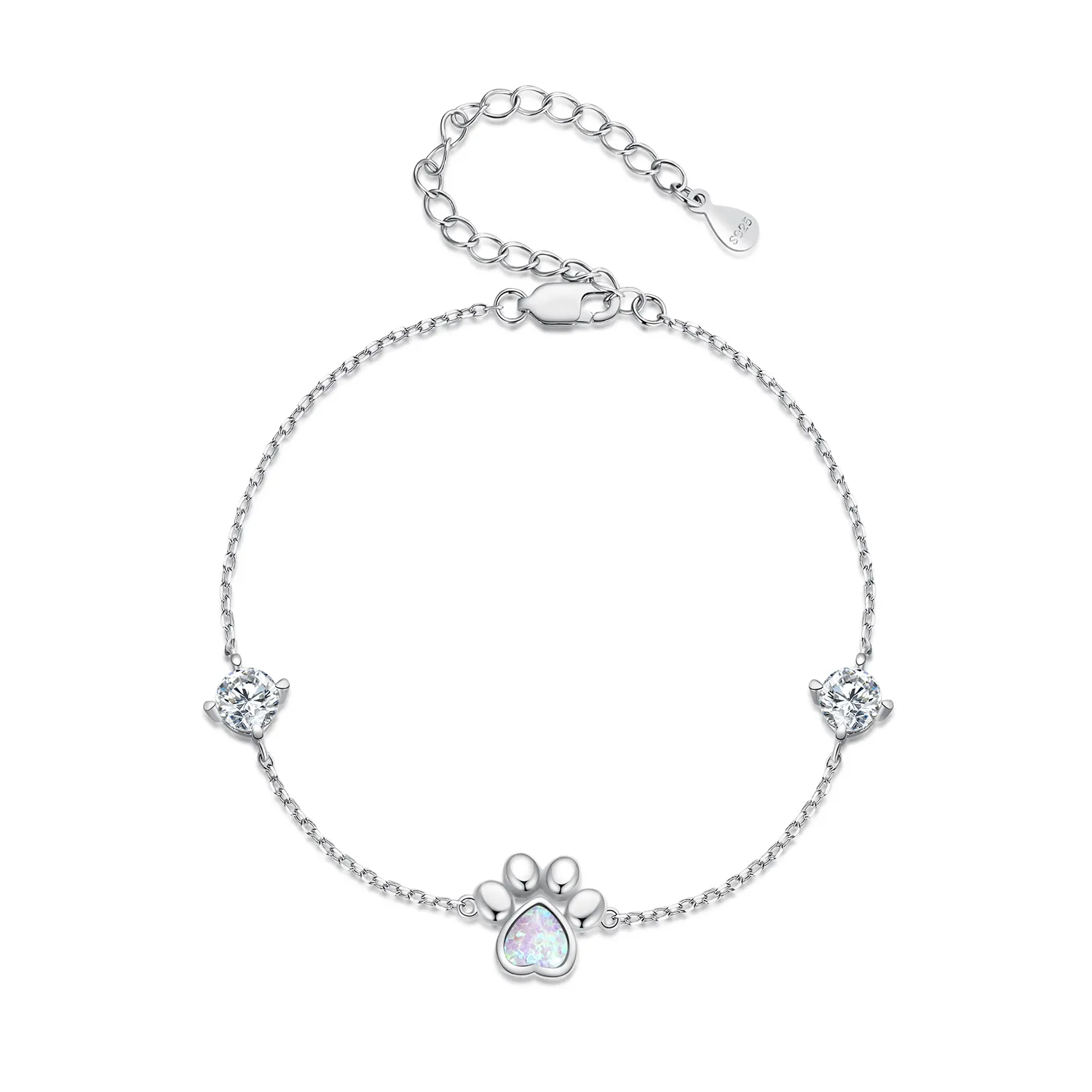 Pandora Style Opal Paw Print Bracelet - SCB256