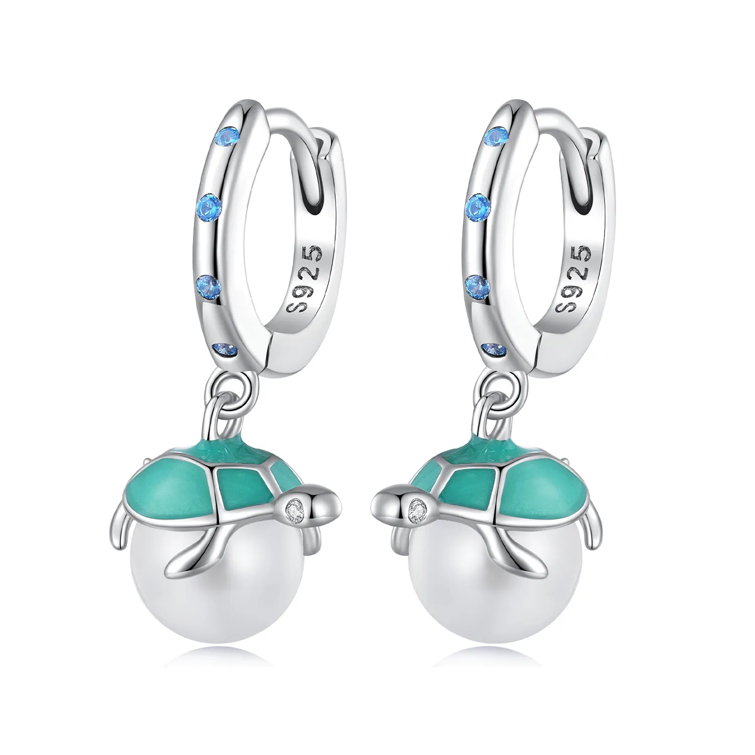 Pandora Style Sea Turtle Hoops Earrings - SCE1597