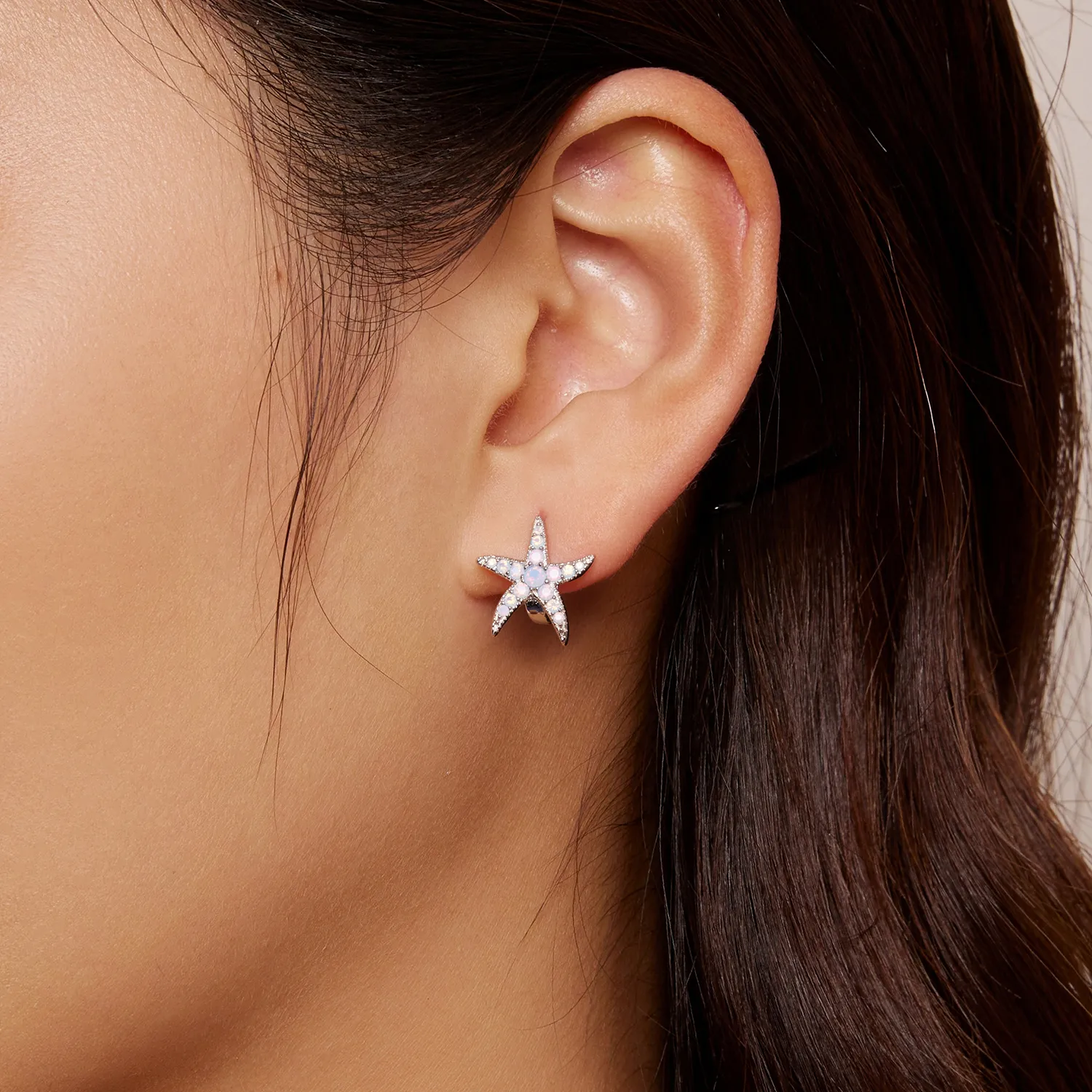 Pandora Style Starfish Hoops Earrings - BSE840