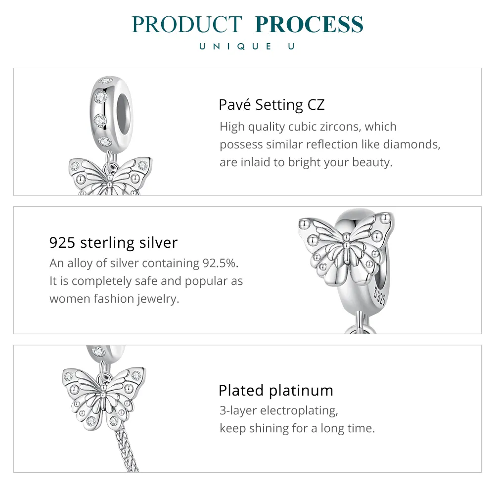 Pandora Style Butterfly Safety Chain - BSC801