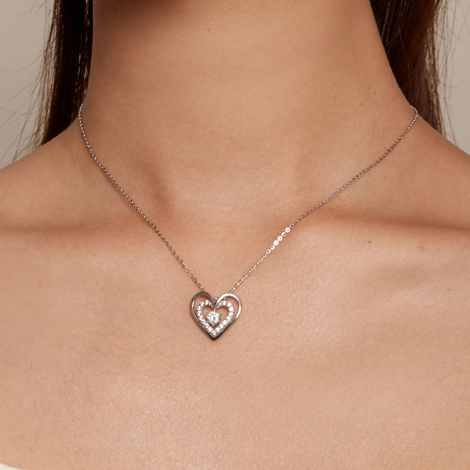 Pandora Style Heart Necklace - BSN342