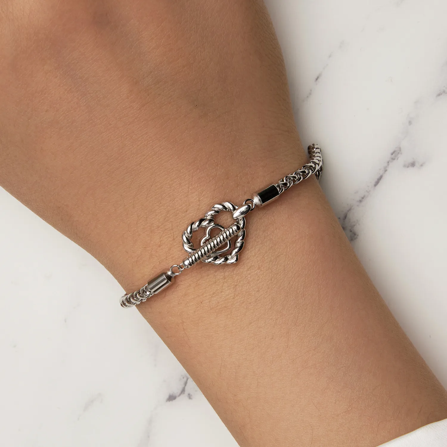 Pandora Style Heart T Bar Bracelet - BSB132