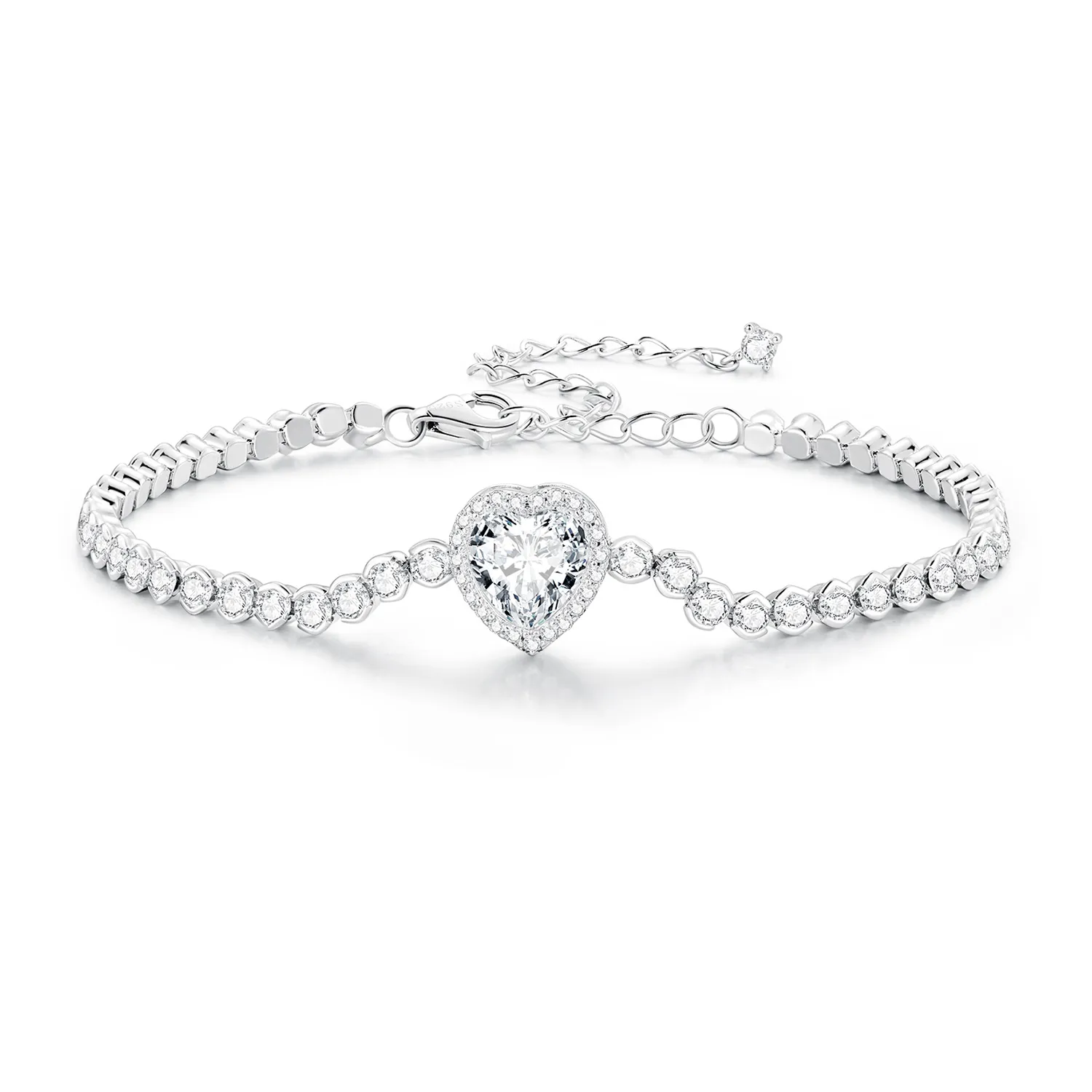 Pandora Style Heart Tennis Bracelet - BSB098