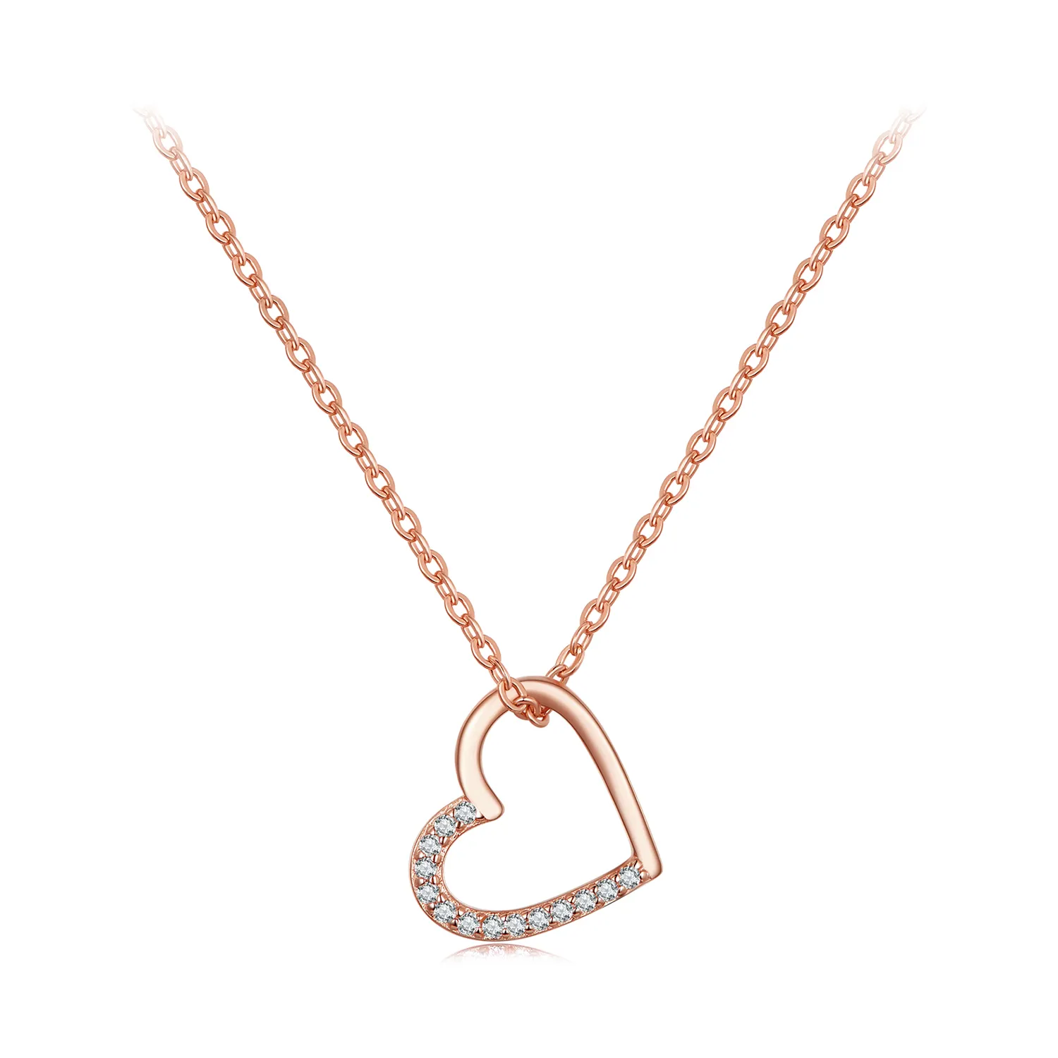 pandora style rose gold heart necklace scn347c