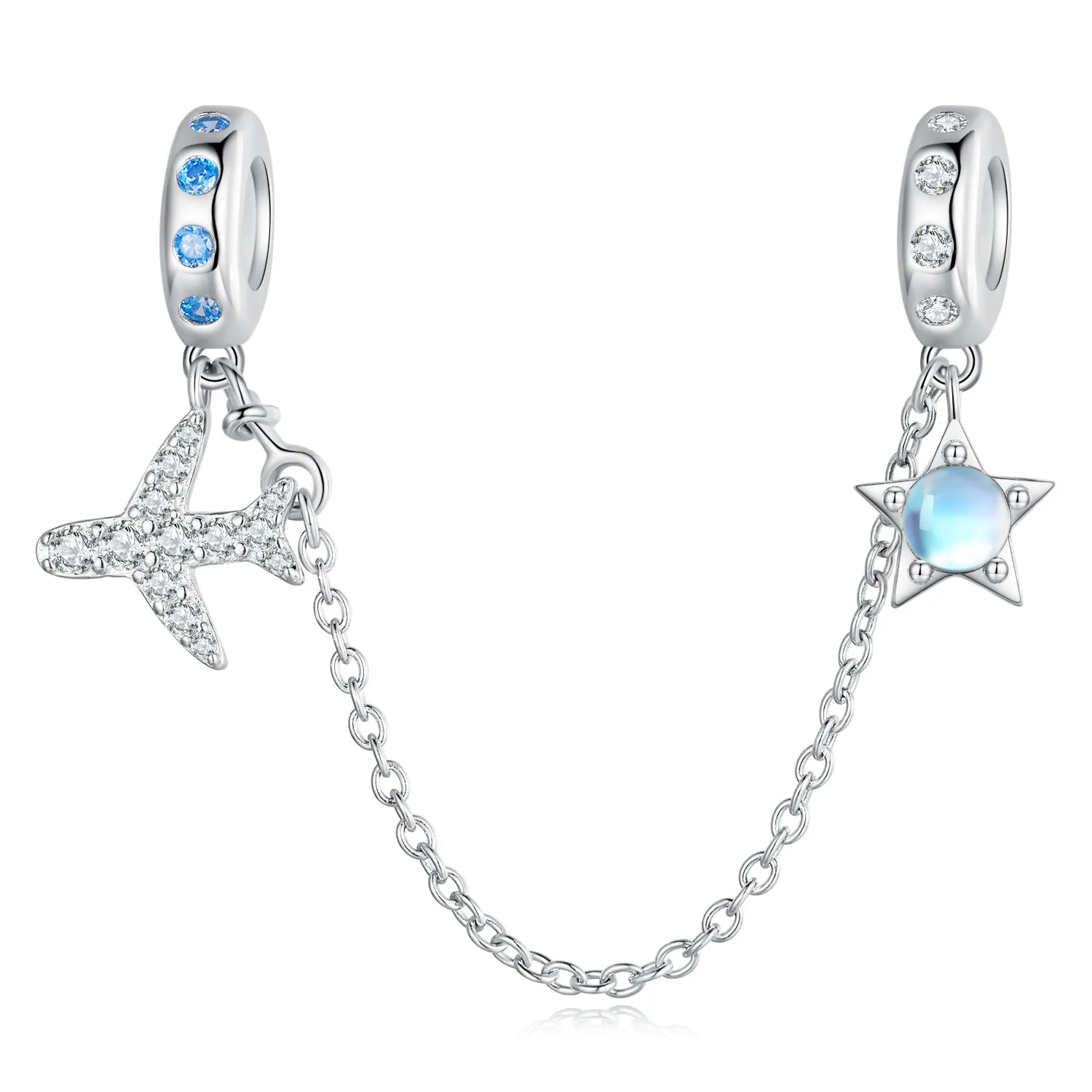 Pandora Style Stars and Galaxy Safety Chain - BSC738