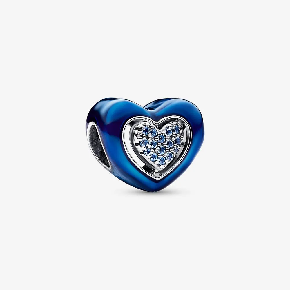 pandora blue spinnable heart charm 792750c01