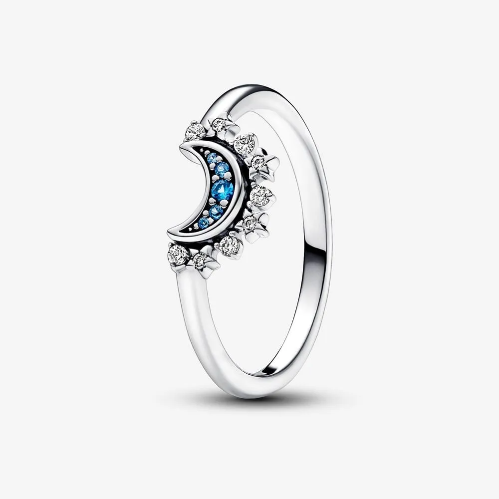 pandora celestial blue sparkling moon ring 192675c01