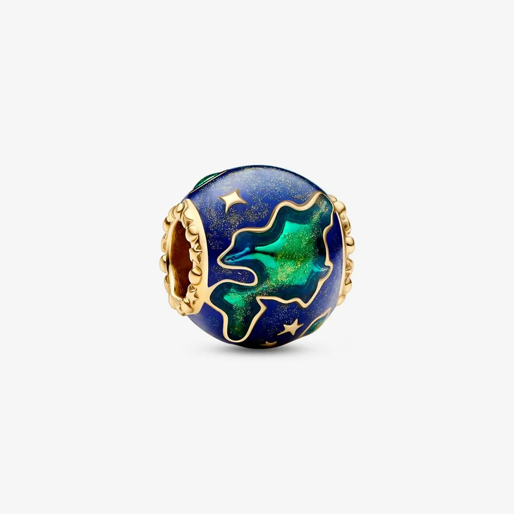 pandora earth 14k goldplated charm 762431c01