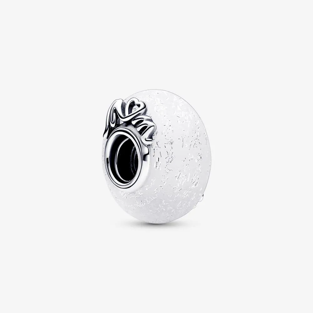 Pandora Glittery White Murano Glass Mum & Love Charm - 792655C00