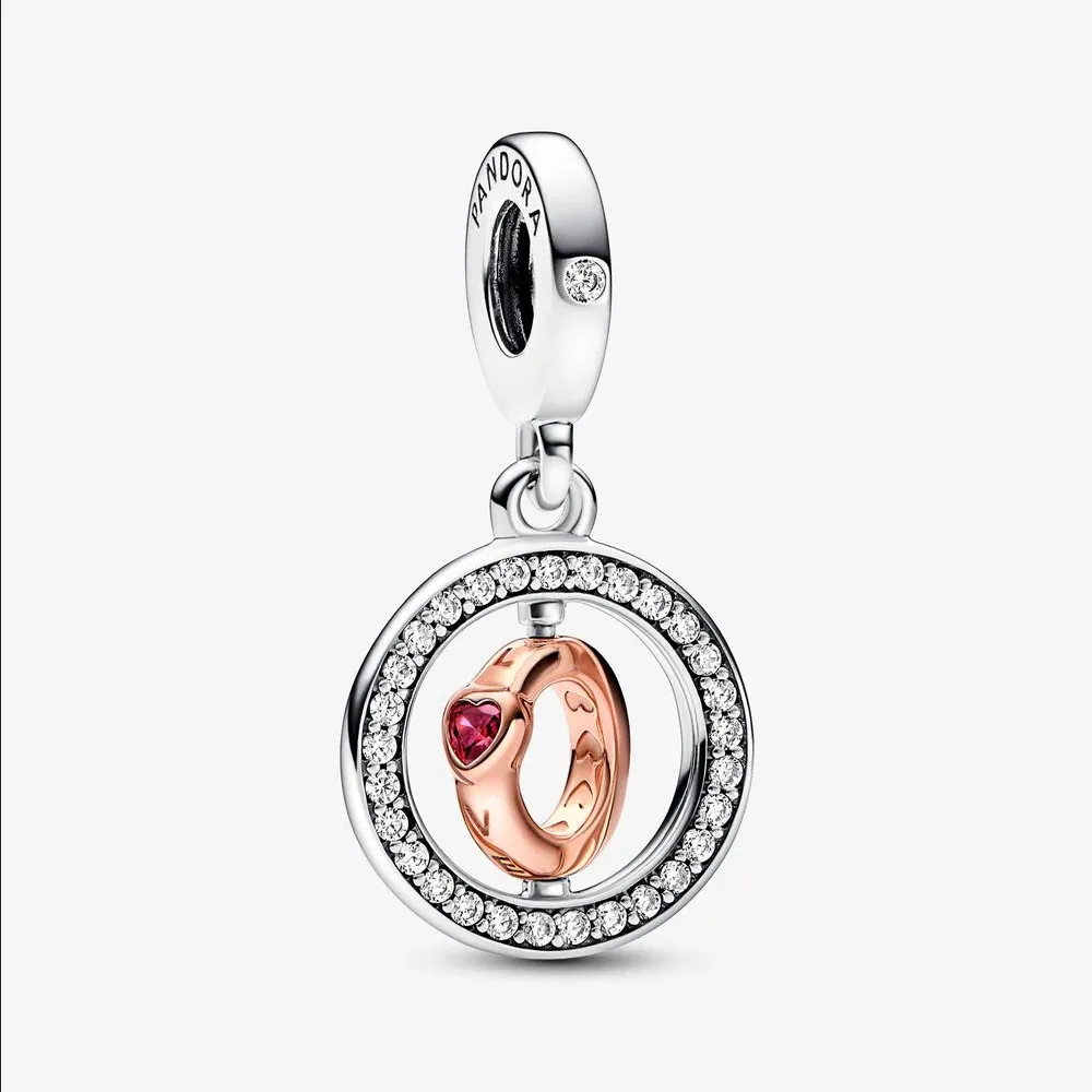 Pandora Love spinning sterling silver and 14k rose gold-plated dangle - 782600C01