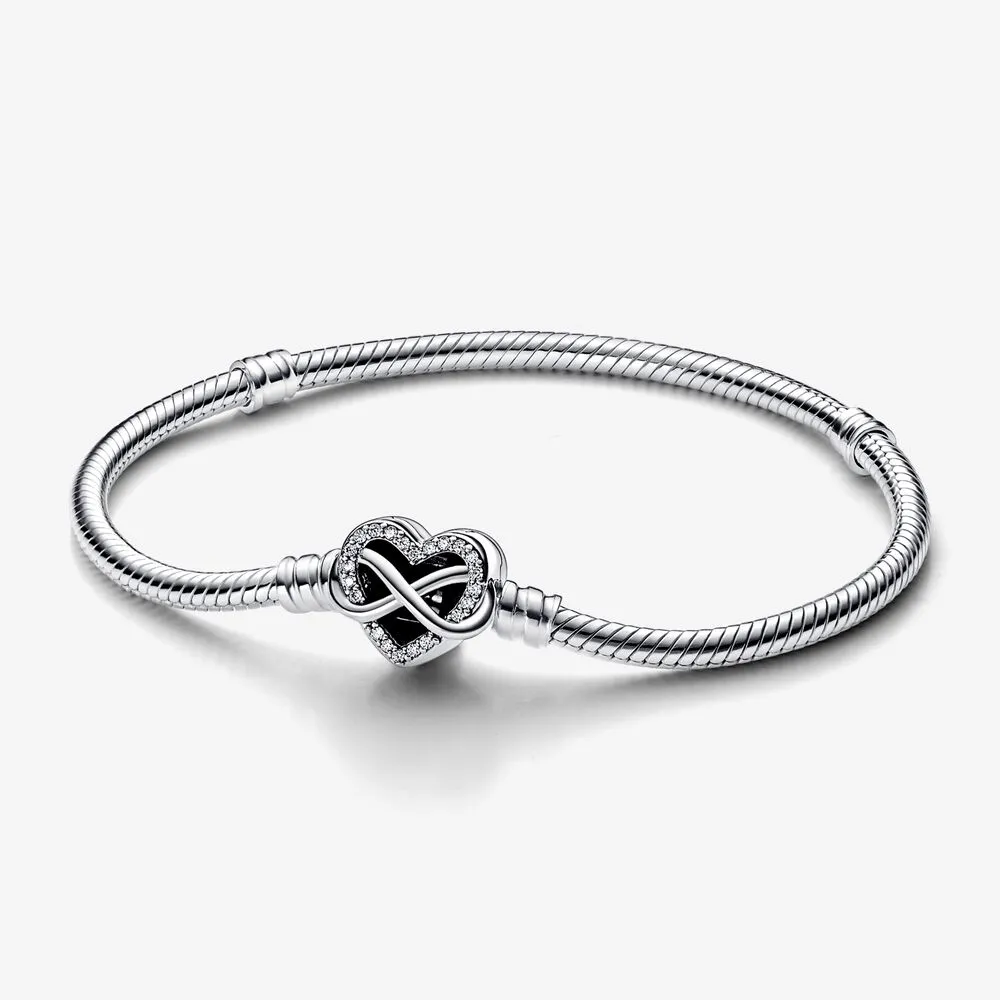 Pandora Moments Sparkling Infinity Heart Clasp Snake Chain Bracelet - 592645C01