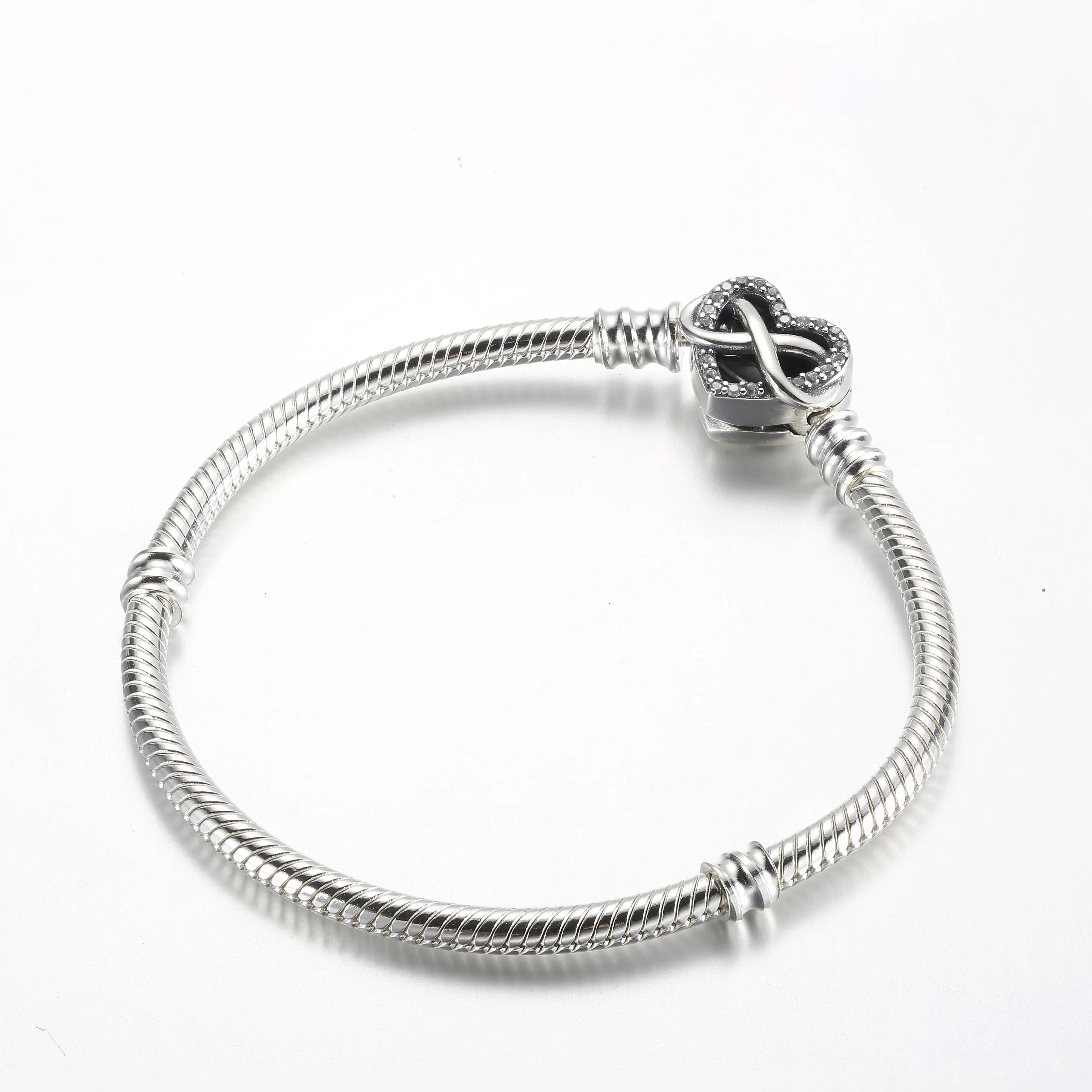 Pandora Moments Sparkling Infinity Heart Clasp Snake Chain Bracelet - 592645C01