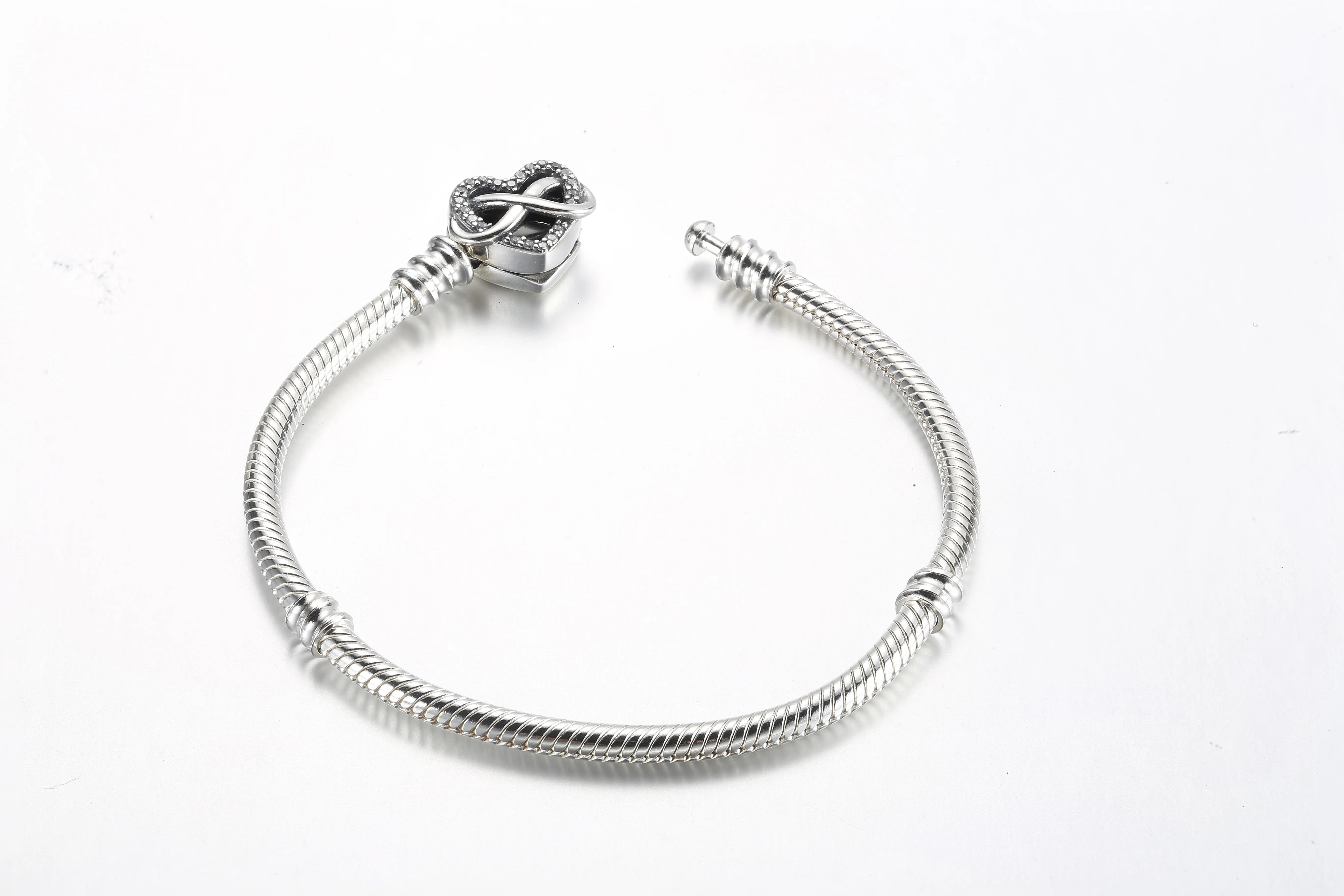 Pandora Moments Sparkling Infinity Heart Clasp Snake Chain Bracelet - 592645C01