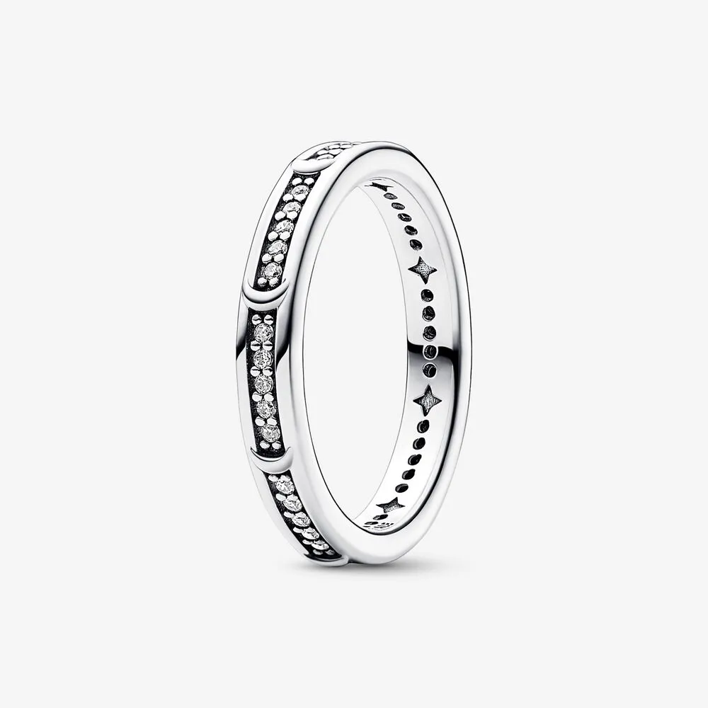 Pandora Moon sterling silver ring with clear cubic zirconia - 192783C01