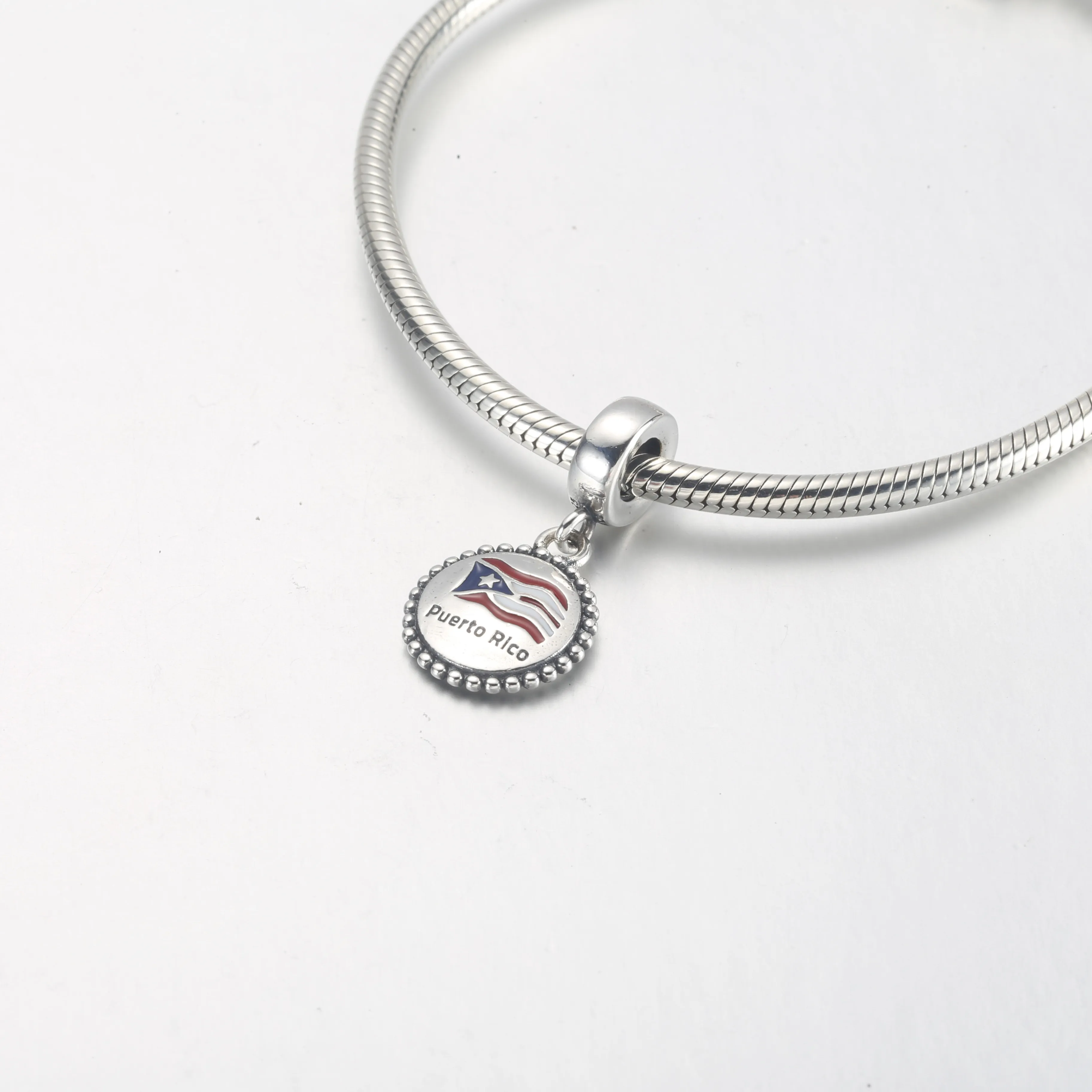 Pandora Puerto Rico Flag Dangle - P-D-3993