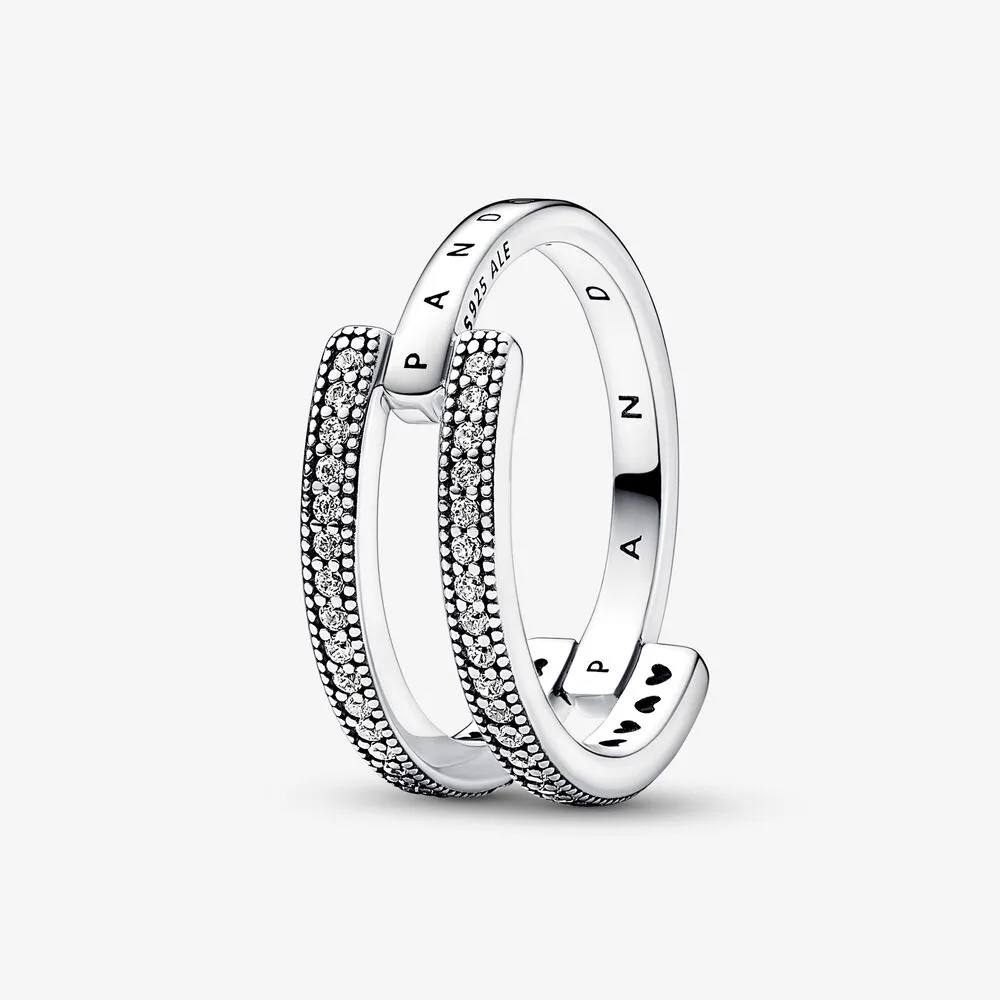 pandora signature logo & pavé double band ring 192779c01