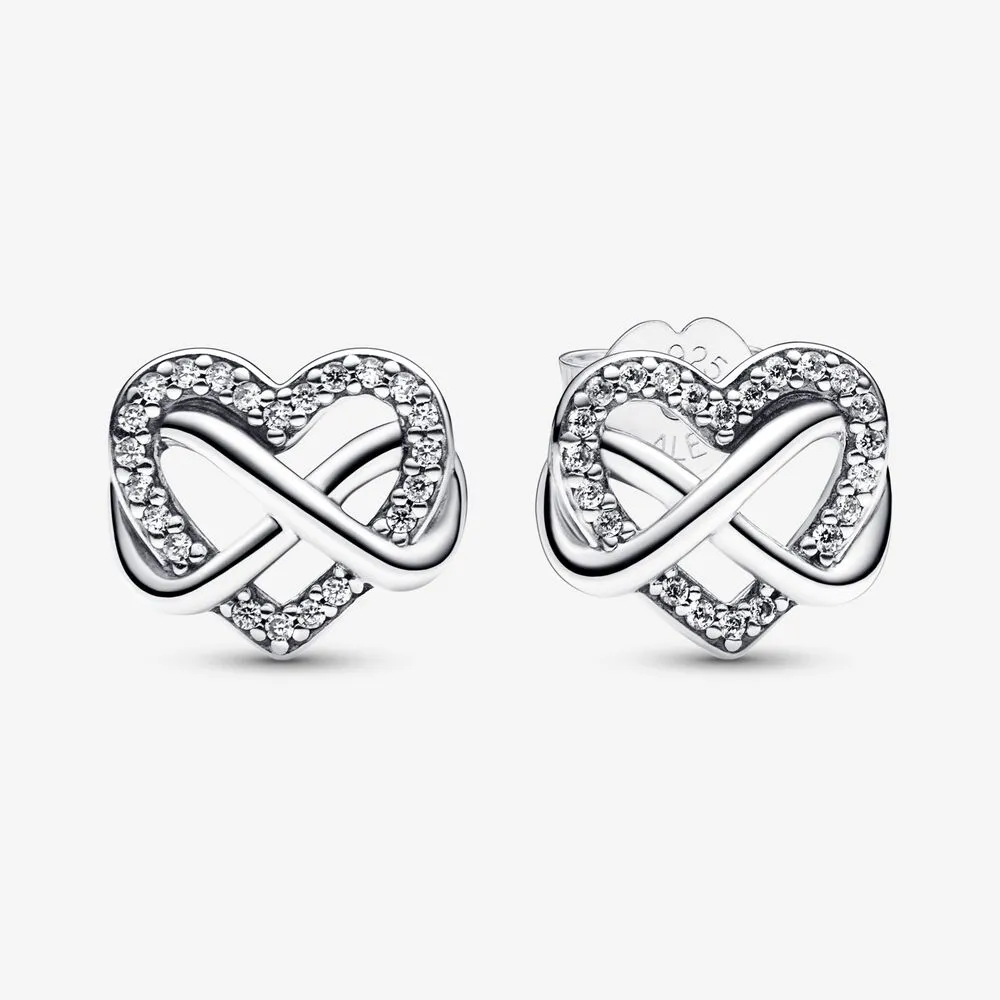 pandora sparkling infinity heart stud earrings 292667c01