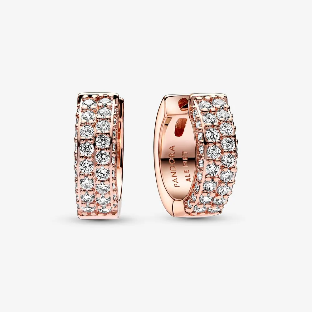 pandora timeless pavé doublerow hoop earrings 282622c01