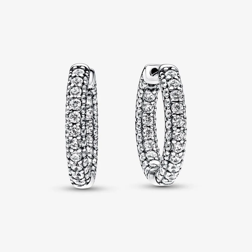 pandora timeless pavé singlerow hoop earrings 292624c01