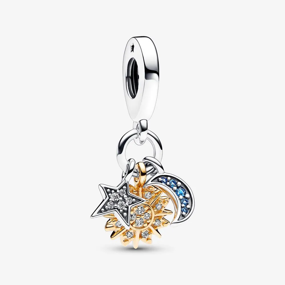 pandora twotone celestial triple dangle charm 762676c01