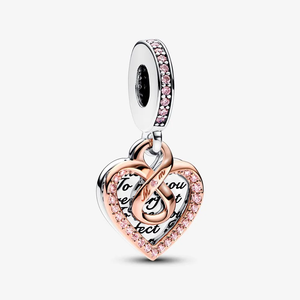 Pandora Two-tone Infinity Heart Double Dangle Charm - 782641C01