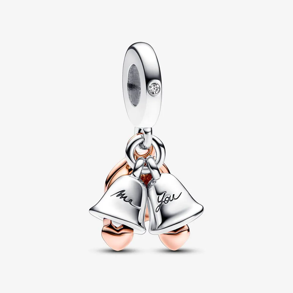 Pandora Two-tone Wedding Bells Double Dangle Charm - 782592C01