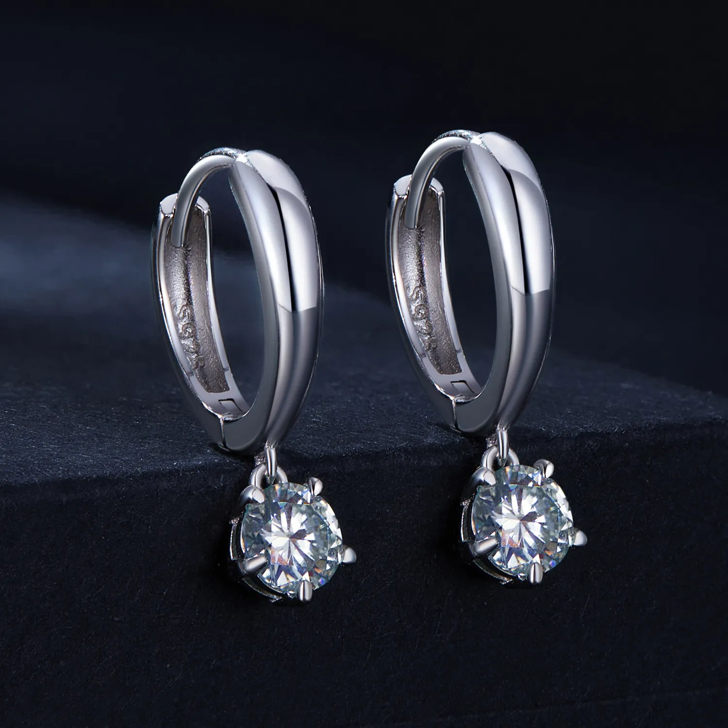 Pandora Style 0.5Ct Moissanite Hoop Earrings(Two Certificates) - MSE040