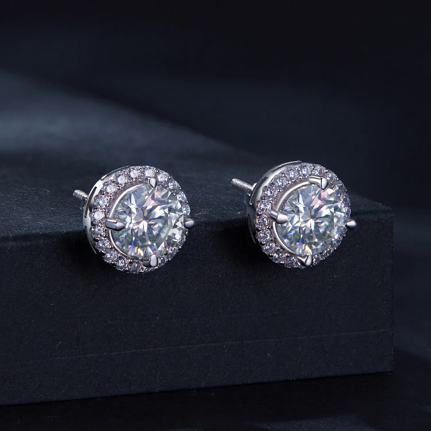 Pandora Style 1Ct Moissanite Studs Earrings(Two Certificates) - MSE039