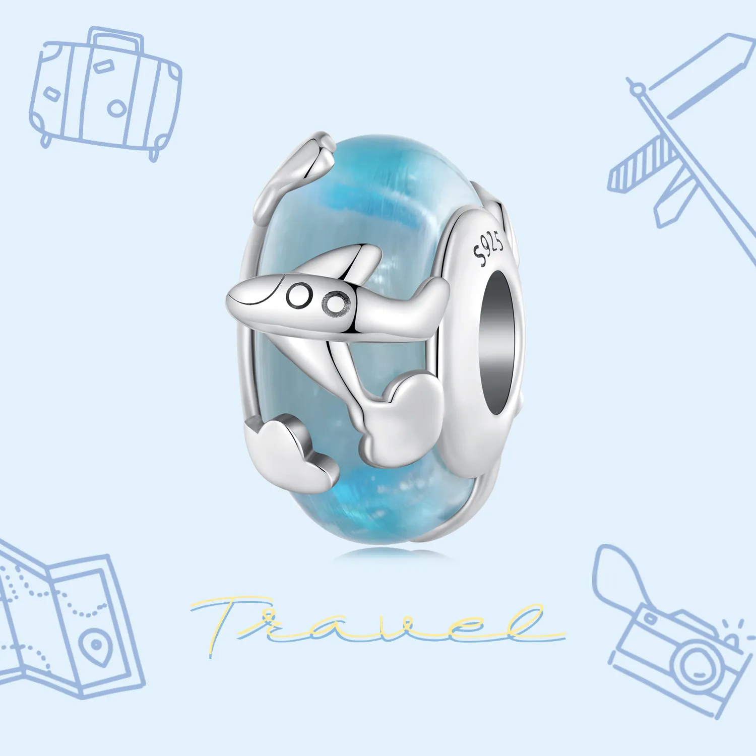 Pandora Style Aircraft Glazed Charm - SCC2482