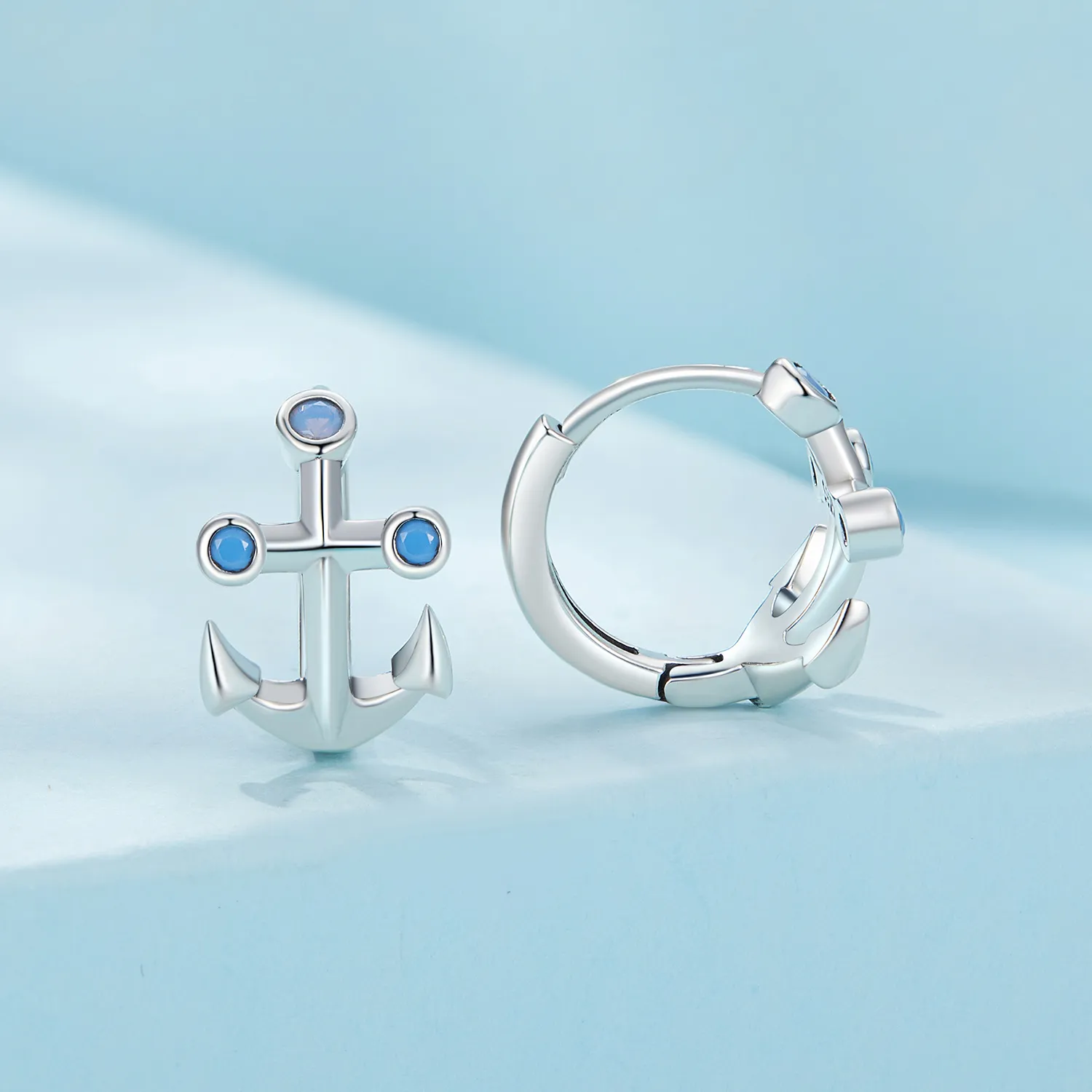 Pandora Style Anchor Hoop Earrings - SCE1619