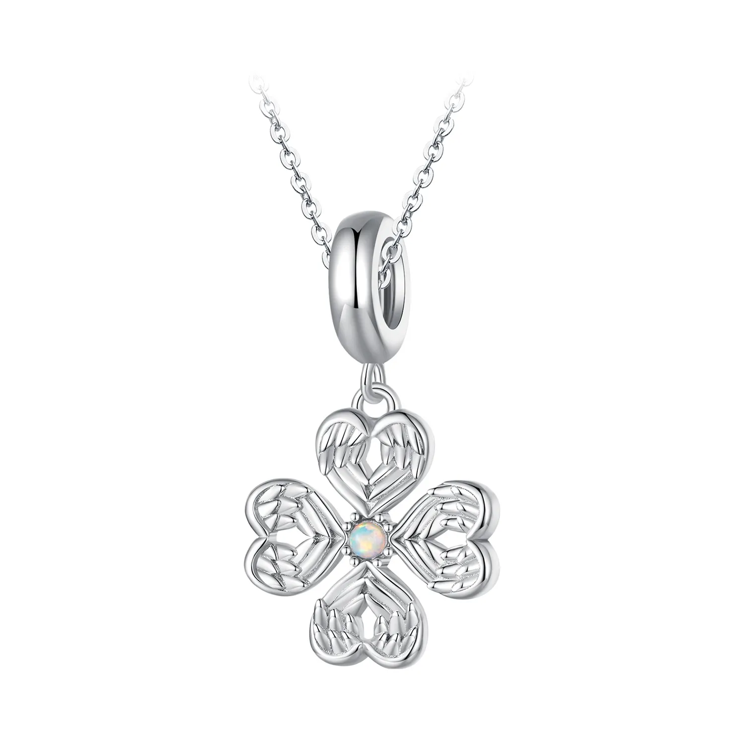 Pandora Style Angel wings Lucky Four Leaf Clover Dangle - SCC2484