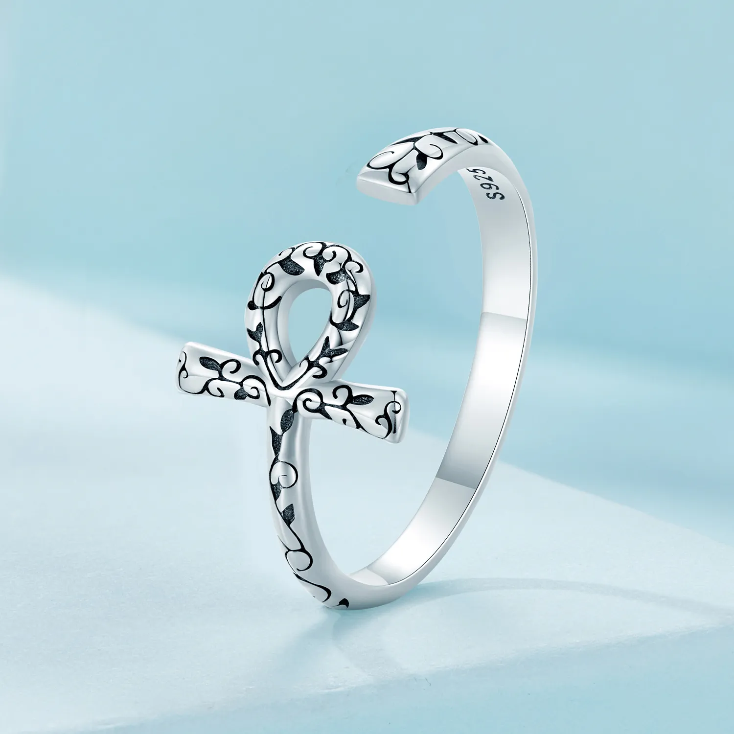 Pandora Style Ankh Cross Open Ring - SCR972-E