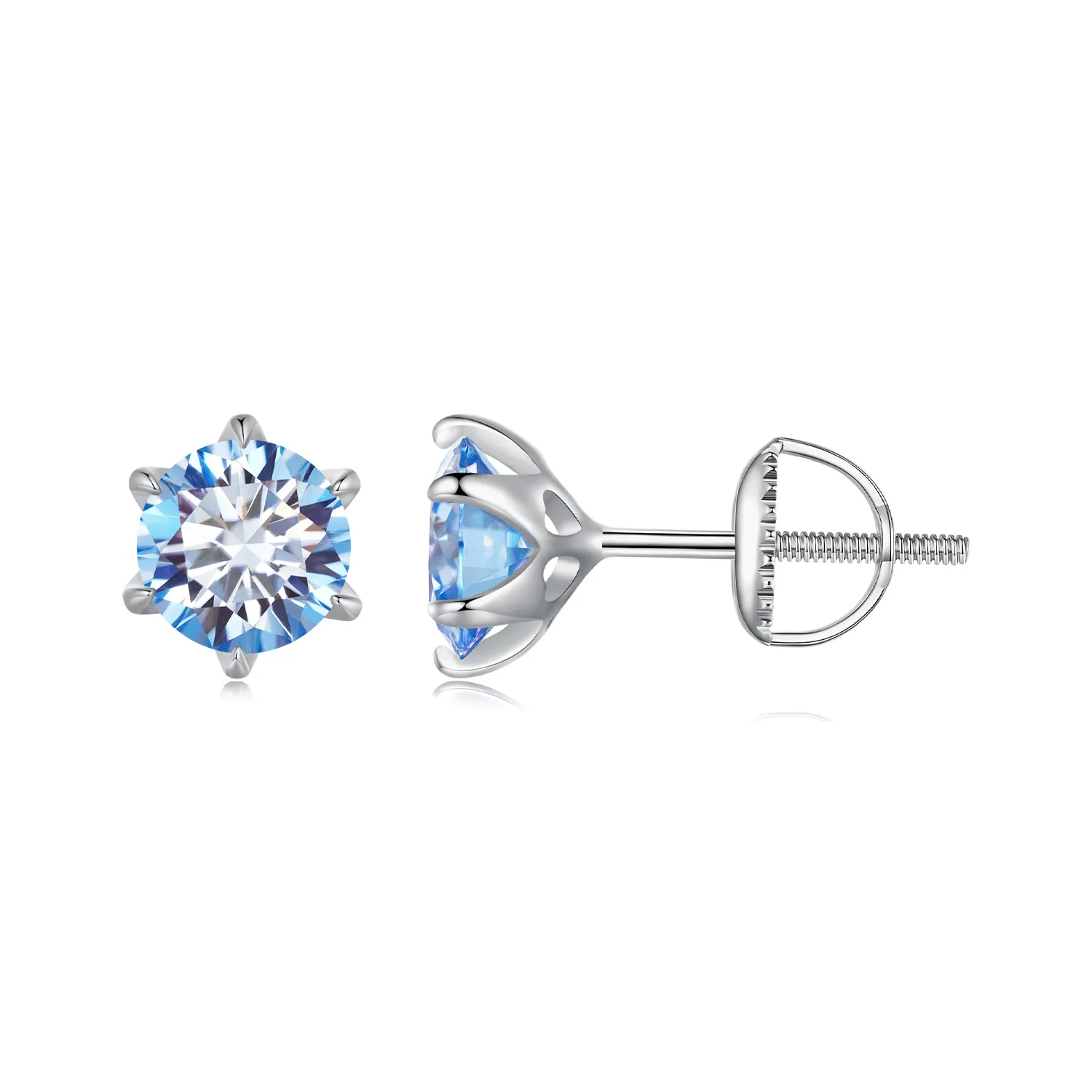 pandora style aquamarine moissanite studs earrings mse025llb