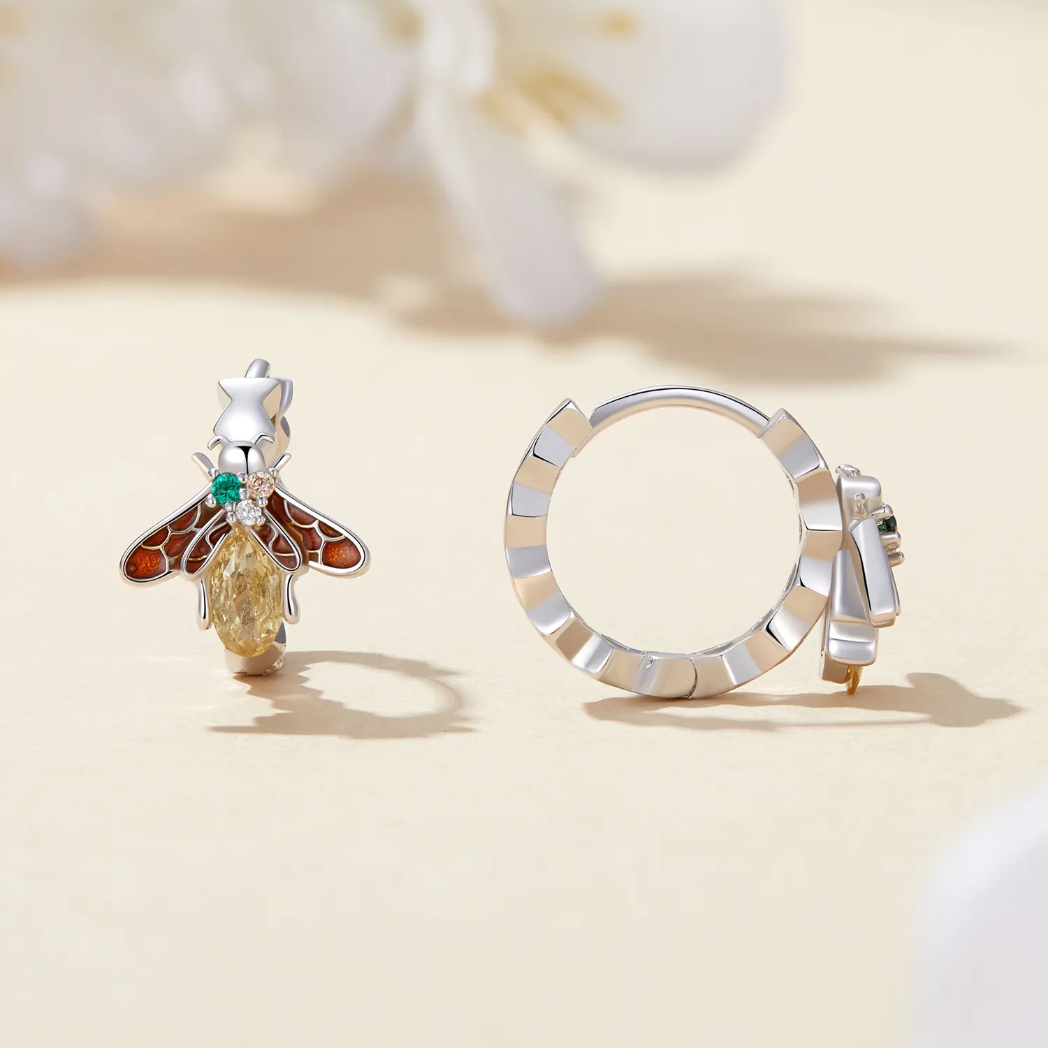 Pandora Style Bee Hoop Earrings - BSE808