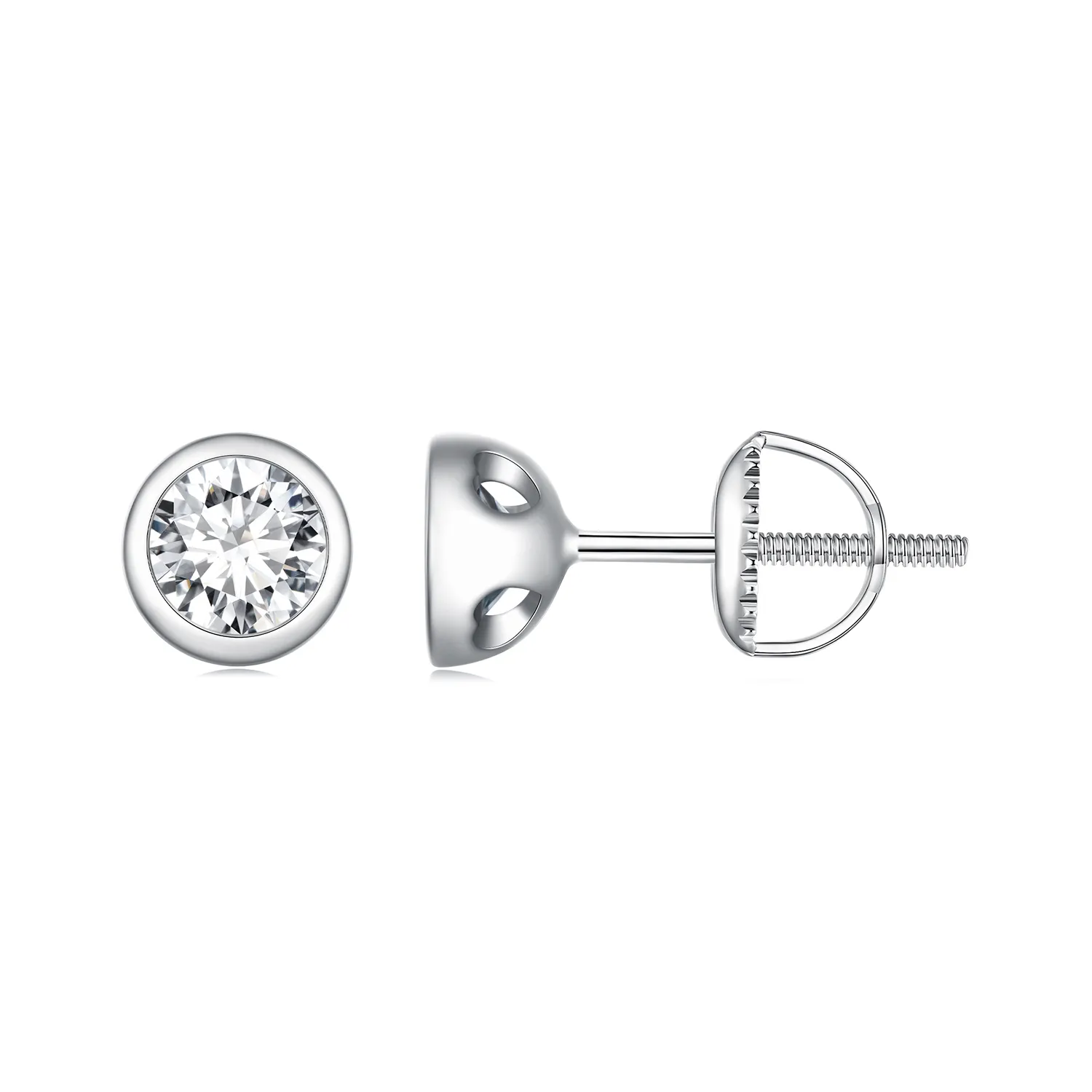 pandora style bezelmounted moissanite studs earrings mse026