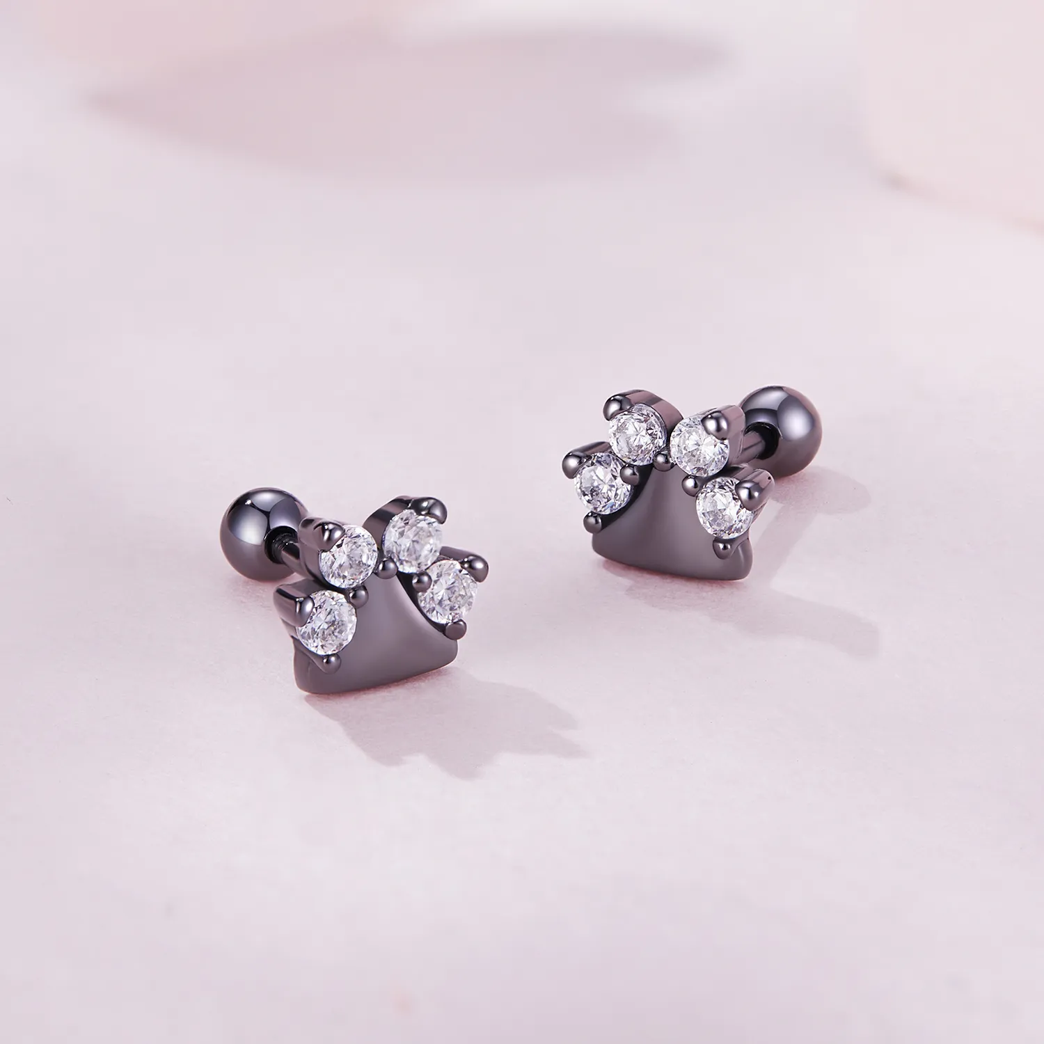 Pandora Style Black Dog Paws Studs Earrings - SCE1575