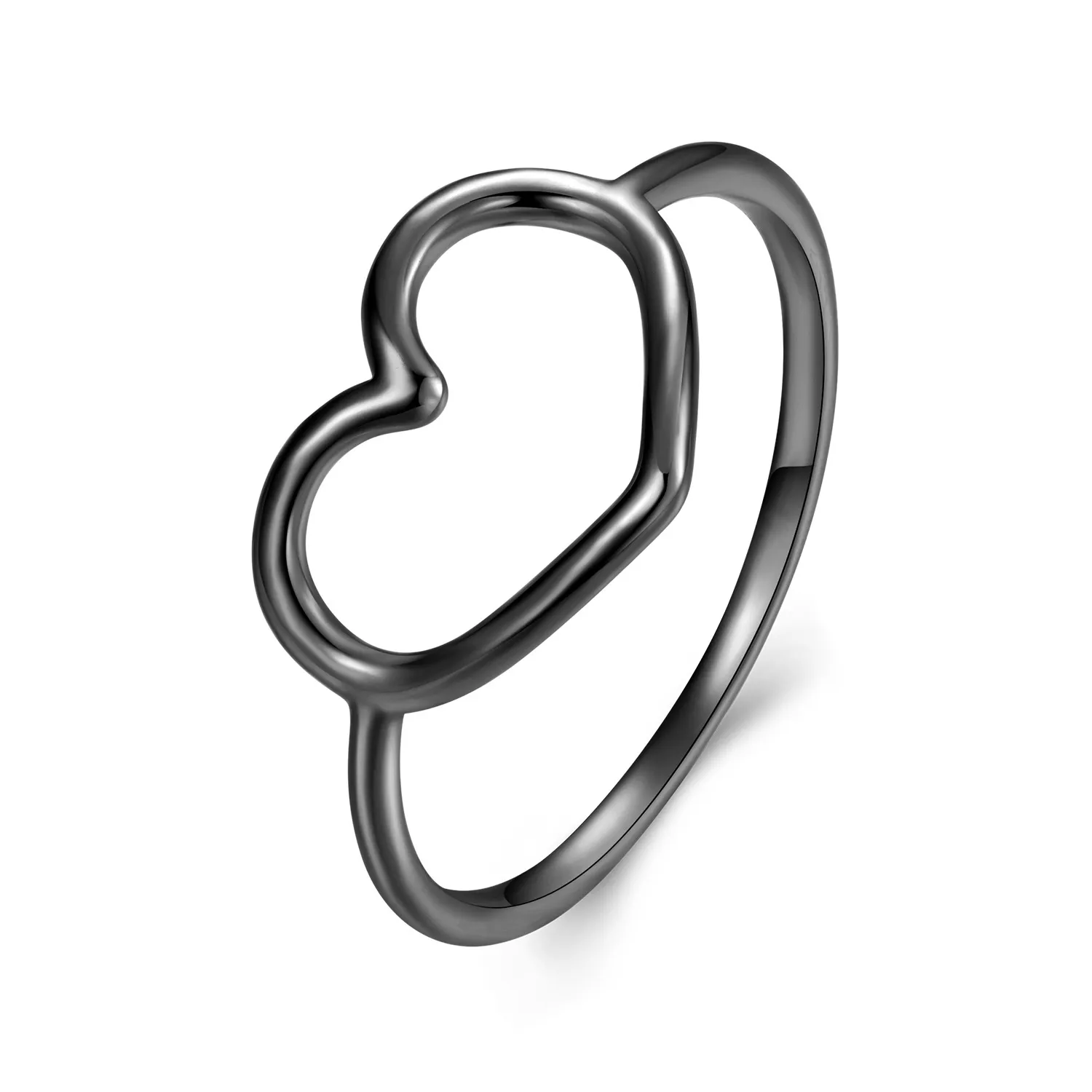 Pandora Style Black Jewelry Heart Shaped Ring - SCR641-D