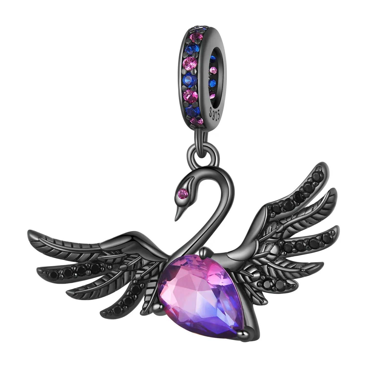 pandora style black swan dangle scc2490