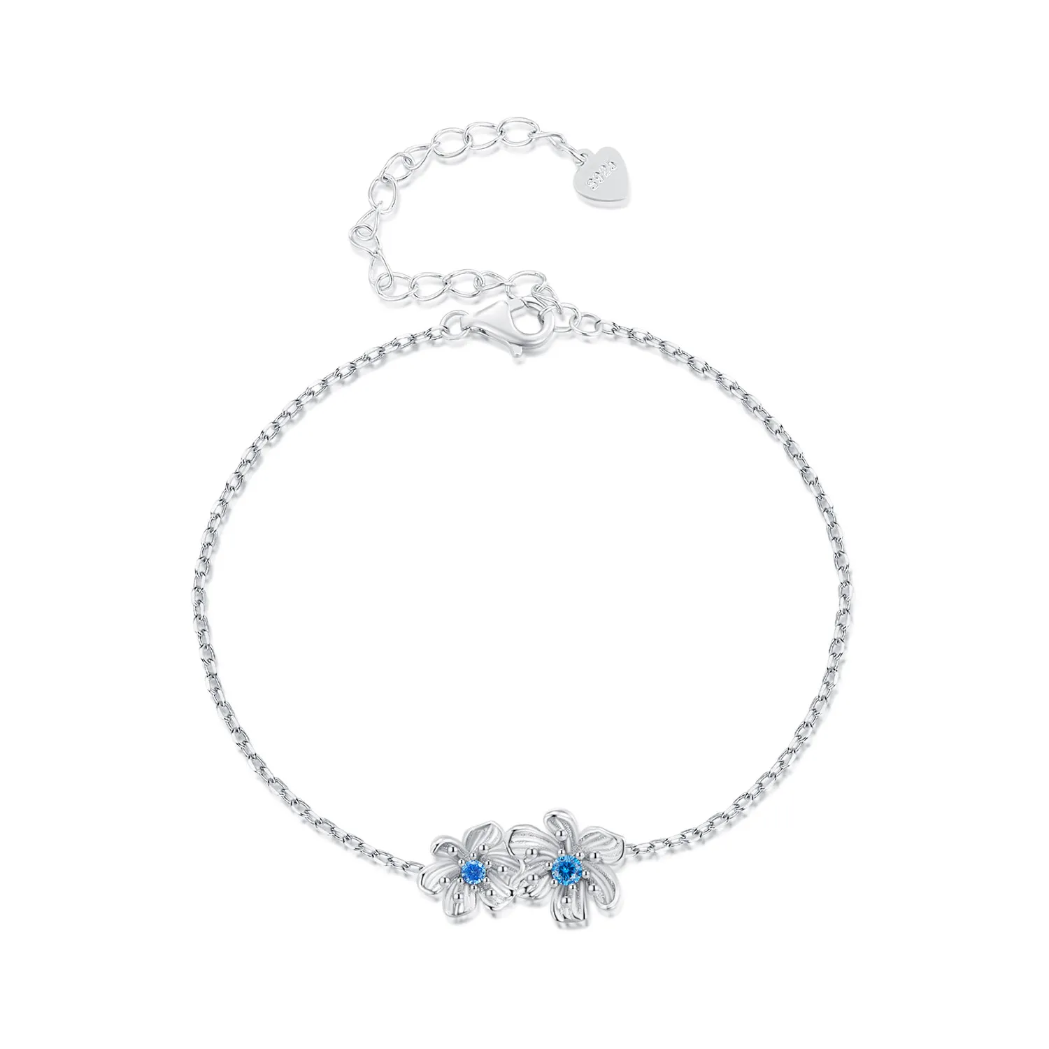 Pandora Style Blue Flower Chain Bracelet - BSB138